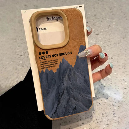 For iPhone 17 16 Pro Max 15 14 13 12 11 Case Mountain Motif Lake Scenery Cover For iPhone XS Max XR X 16 Plus Faux Leather Funda