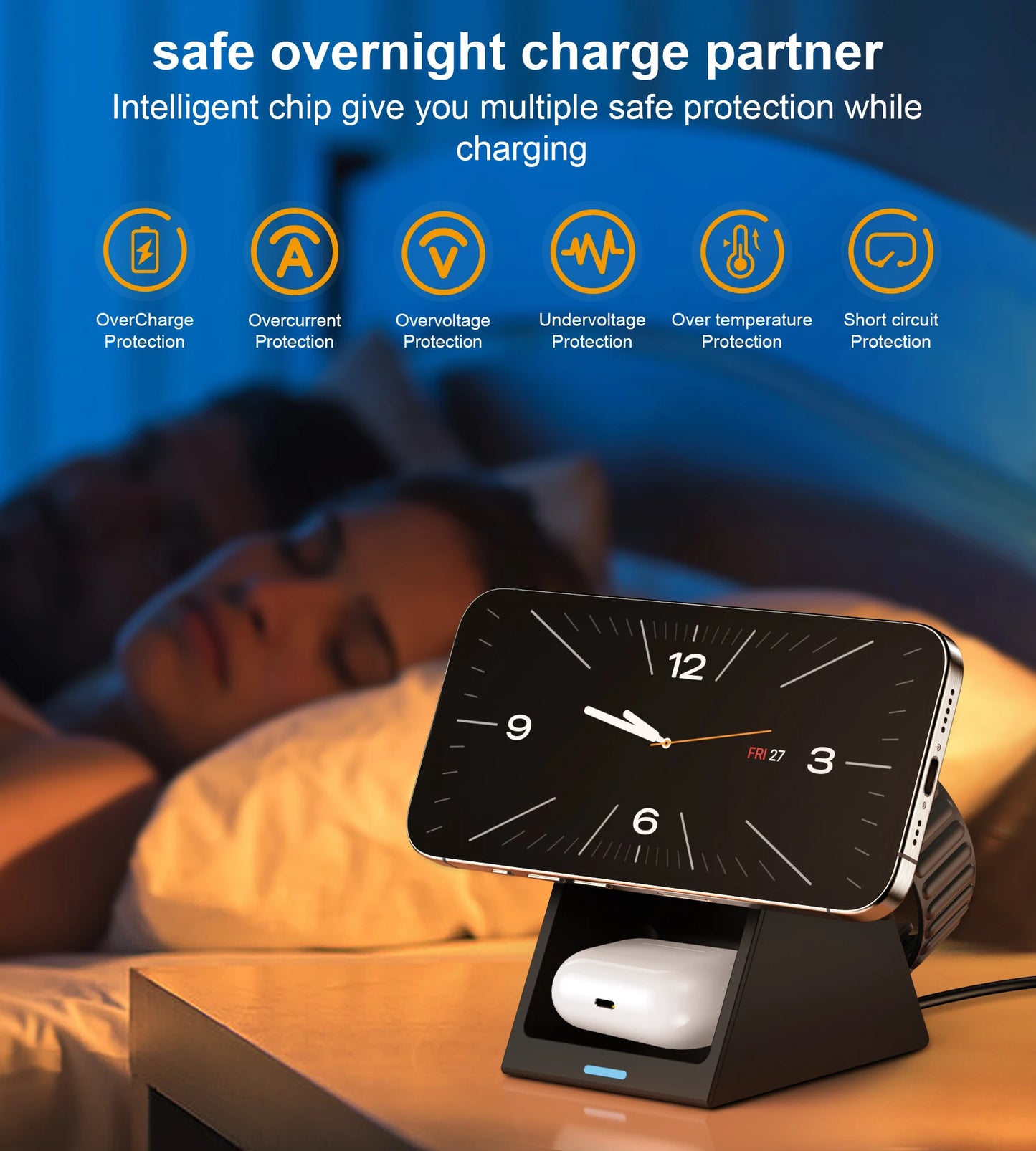 15W Wireless Fast Charging Stand Three-in-One Charger for Phone Watch And Earphones Popular Wireless Charging Base