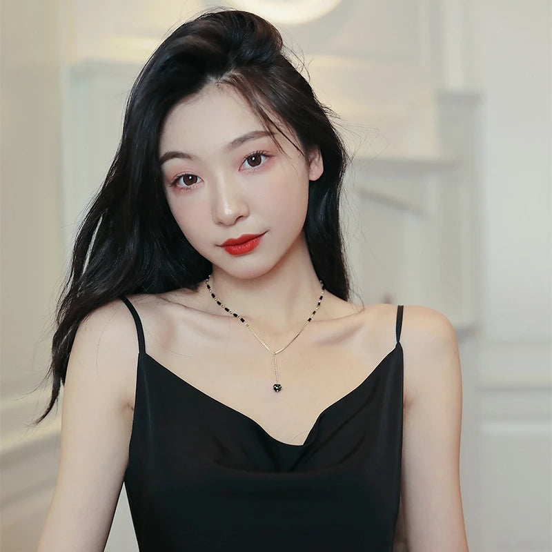 2025 New Jewelry For Women's Mysterious Sexy Black Crystal Zircon Ball Pendant Necklace Party Luxury Necklace Girls Accessories