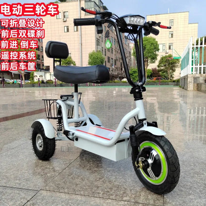 New electric tricycle 12-inch portable scooter for men and women for adults folding mini small three-wheeled electric car