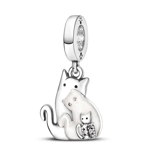 New 925 Sterling Silver Black Cat Charms Beads Fit Pandora 925