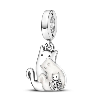 New 925 Sterling Silver Black Cat Charms Beads Fit Pandora 925