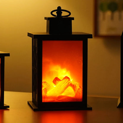 LED Fireplace Hand Held Lamp, Decorations Table Lamp, Flame Warm Lighting, for Holiday Gift Party Camping Summer Home Decor