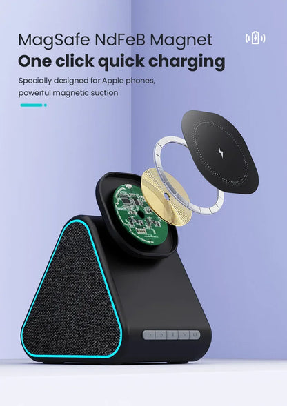 Wireless Charger Phone Holder Magnetic Wireless Charging Bluetooth Speaker Suitable For IPhone 16 15 Fast Charging
