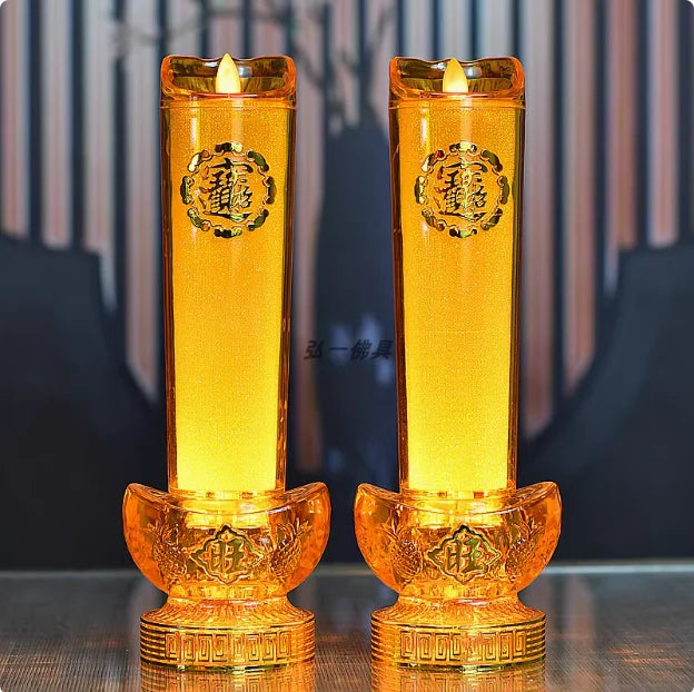 God of Wealth Lamp, Simulated Flame LED Electric Candle, Smokeless Electronic Candle Holder, Buddha Lamp, Household, Plug-in