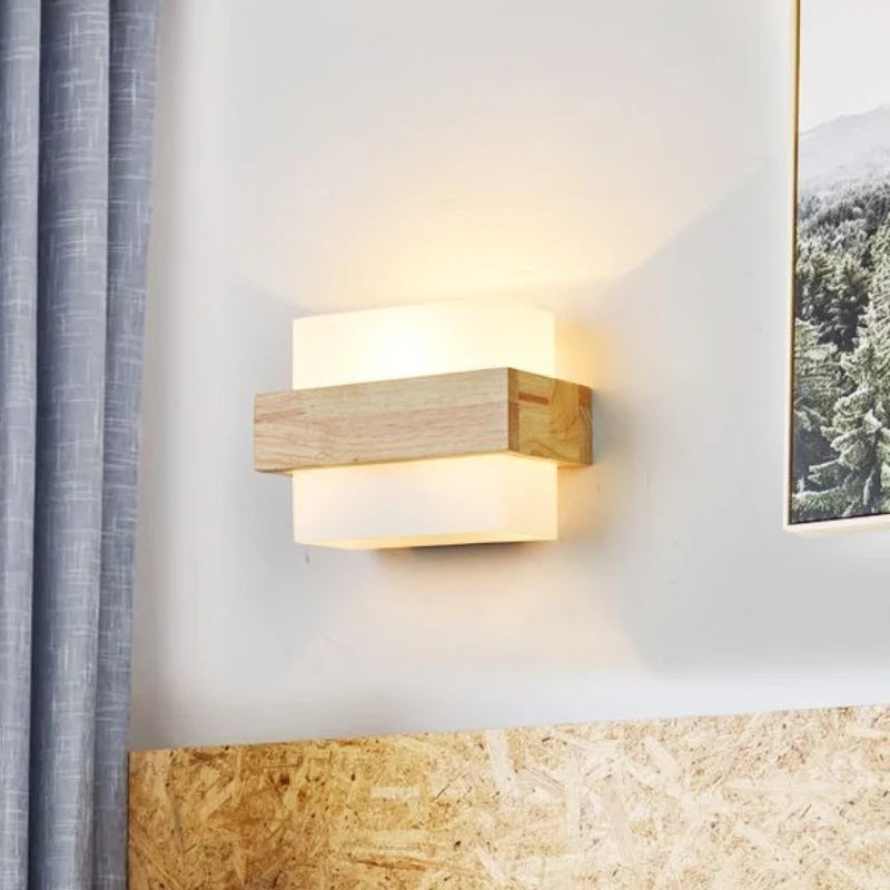 Modern Wood Lamp Led Wall Lamps Glass Light Mirror Washer Sconces Wall Light Fixtures Dressing  Living Room Dining Room Bedroom