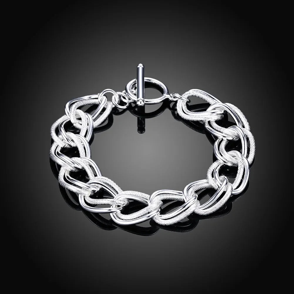 Fine Noble 925 Sterling Silver Solid Chain Bracelet For Women Men Charm Party Gift Wedding party Fashion Jewelry