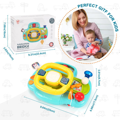 Baby Electric Steering Wheel for Car Seats and Stroller Simulate Driving Vocal Toys Educational Toys for 18M+ Toddlers Gifts
