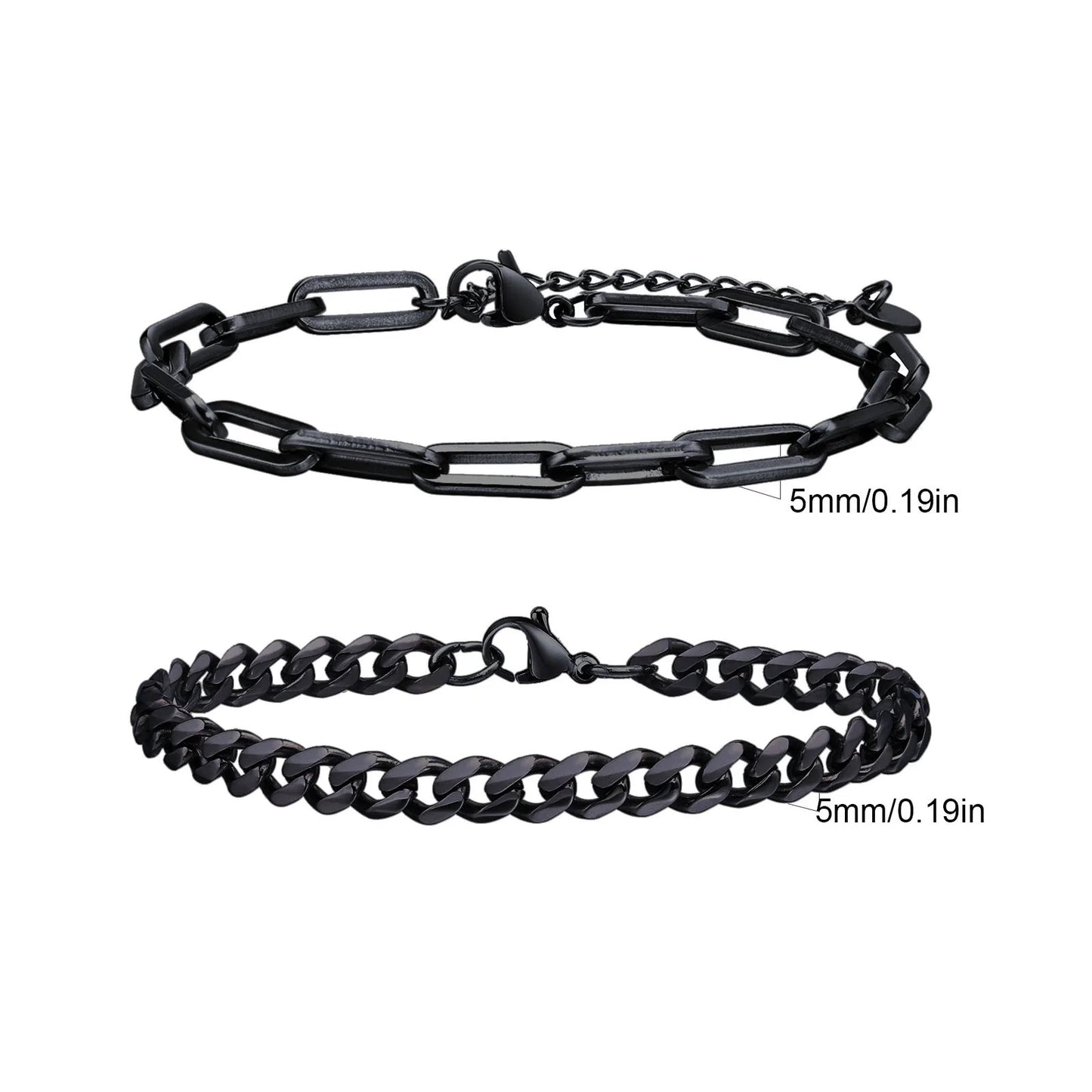 2pcs Men's Chain Bracelets,Stainless Steel Silver Gold Black Color Twist Rope Chain Wristband,Trendy Cuban Link Chains Gift