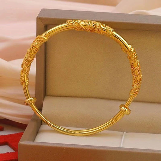 1 piece Full-blown Flowers Bracelet Bangle For Women Luxury Adjustable Solid Bracelet Party Wedding Jewelry