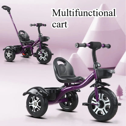2 in 1 Toddler Tricycle for Kids Trike with Push Handle Adjustable Seat Storage Baskets Balance Bike Birthday Gift for Boy Girl