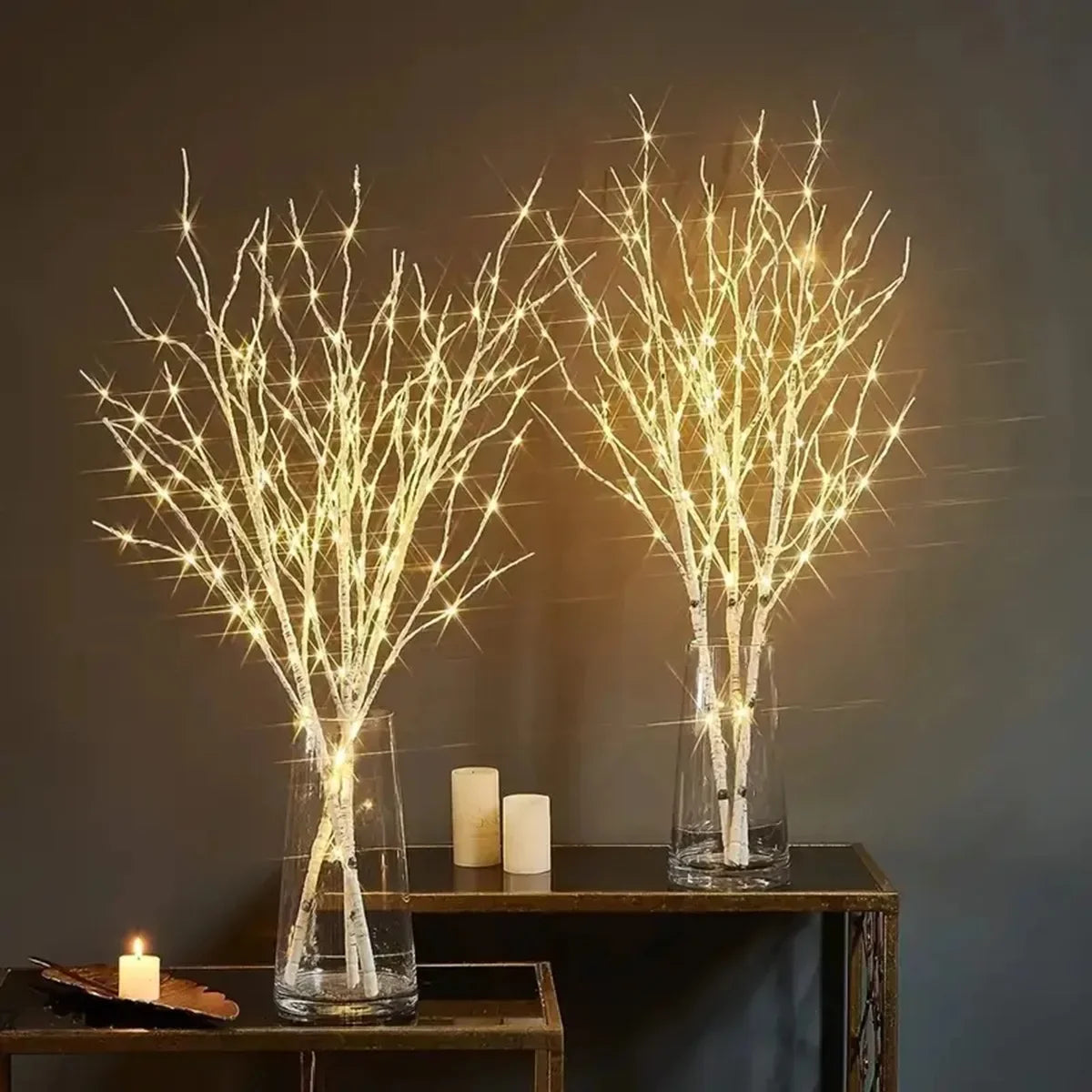 HOMEFISH 1 PC White Birch Branch LED Festive Lights Battery Operated for Christmas Party Wedding Outdoor Decoration Twig Lights