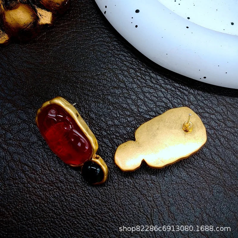 Jelly translucent gemstone earrings fashion luxury high sense 9 earrings female