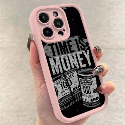 Phone Case For iPhone 17 16 15 14 12 11 13 Pro Max Time is Money Printed Soft Cover For iPhone 17 Air 16E 7 8 Plus X XS Case