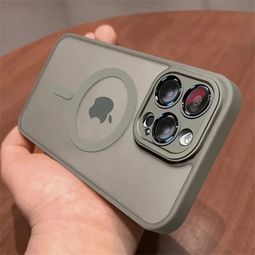 Lens Protection Case For iPhone 11 12 13 Proa Mx mini 15 16 Plus iPhone 16 15 14 Matte Translucent Magsafe Wireless Charge Cover