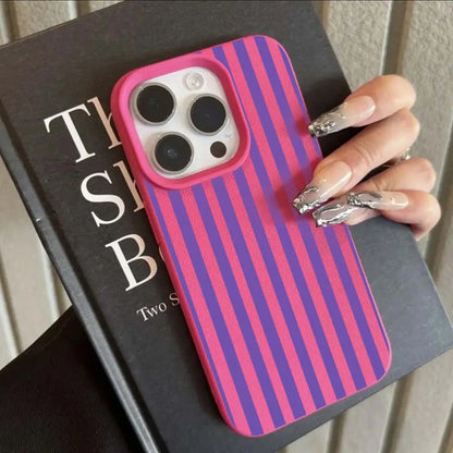 Colorful Striped Minimalist INS Couple Phone Case For iPhone 17 16 11 13 12 14 15 Pro Max XS X XR 7 8 Plus 16E 16 17 Pro Cover