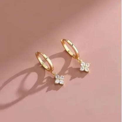 High Quality Crystal Four Leaf Flower Bracelet for Women Clasic Trendy Gold Color Stainless Steel Zircon Bangle Jewelry Gift