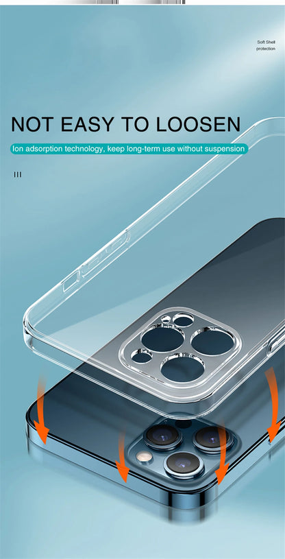 Clear Phone Case For iPhone 16 15 14 13 12 11 Pro Max Silicone Soft Cover For iPhone 13 Mini X XS Max XR 8 7 6 Plus Back Shell