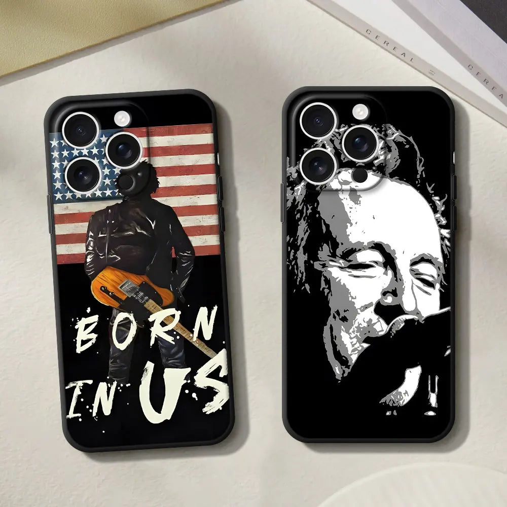 Singer B-Bruce S-Springsteen Case for iPhone 16 11 15 16e 14 12 Mini 13 Pro Max X XS XR 7 8 6 6s Plus 5 5s SE TPU Phone Cover