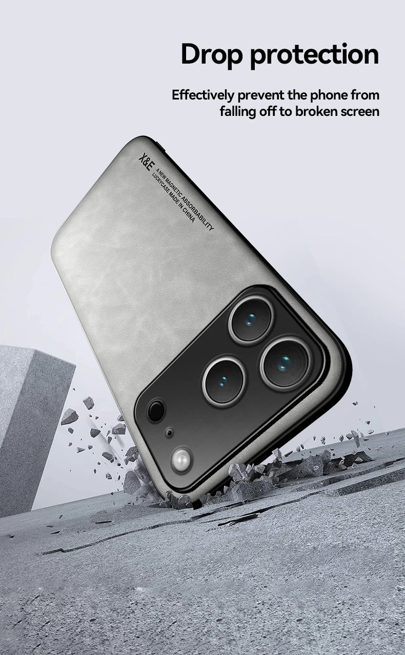 Fashion Leather Funda for iPhone 17 Pro Max 17 Air Case Ultra Thin Car Magnetic Protection Phone Cover Capa