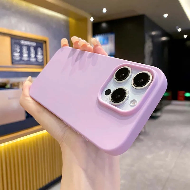 New Solid Color Phone Case for IPhone 16 15 14 13 12 11 Pro Max 16Pro Soft Silicone Shockproof Protective Accessories Cover