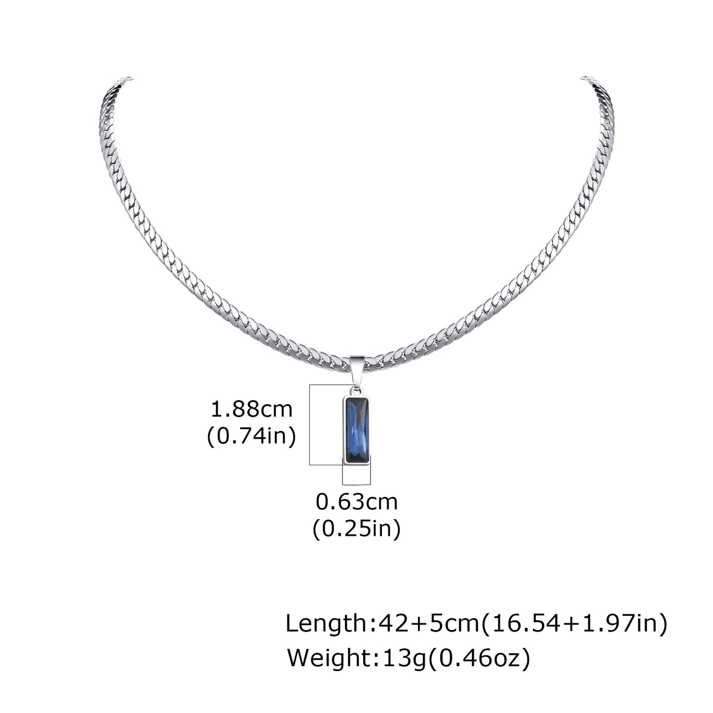 Stylish Mens Geometric Stone Pendent Necklaces,Stainless Steel Flat Cuban Chain Collars,Hip Hop Jewelry Gifts for Him Boys