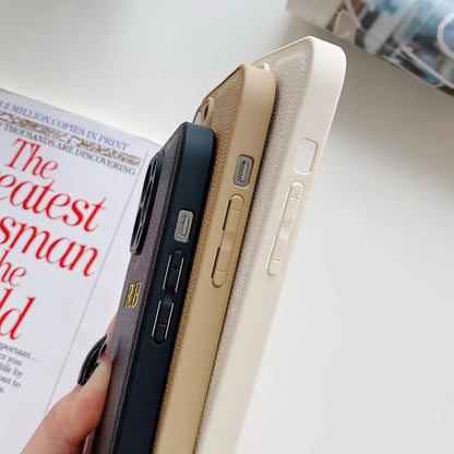 Personalized Phone Case For iPhone 17 16 15 14 13 12 11 Pro Max Plus 17Air Luxury PU Leather Customized Initials Name Gift Cover