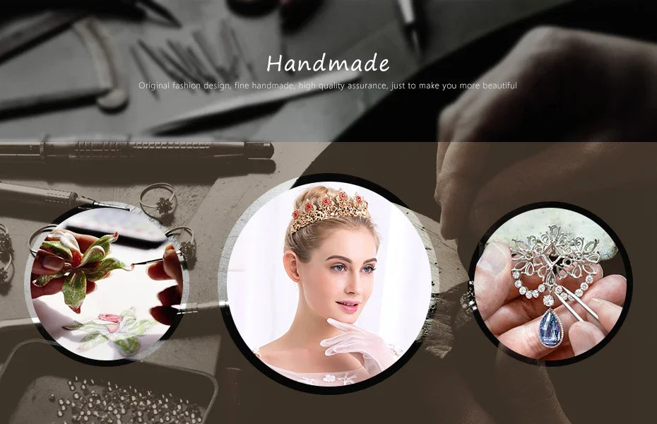 European-Style Bridal Jewelry Set Baroque Crystal Pendant Grand Necklace and Earrings Set Banquet Fashion Jewelry for Women