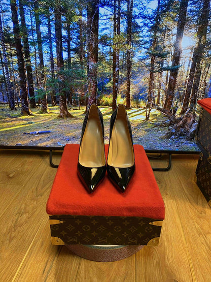 New shallow classic patent leather 12cm fashionable and versatile work high heels nude 10cm thin heel plus size 33-46