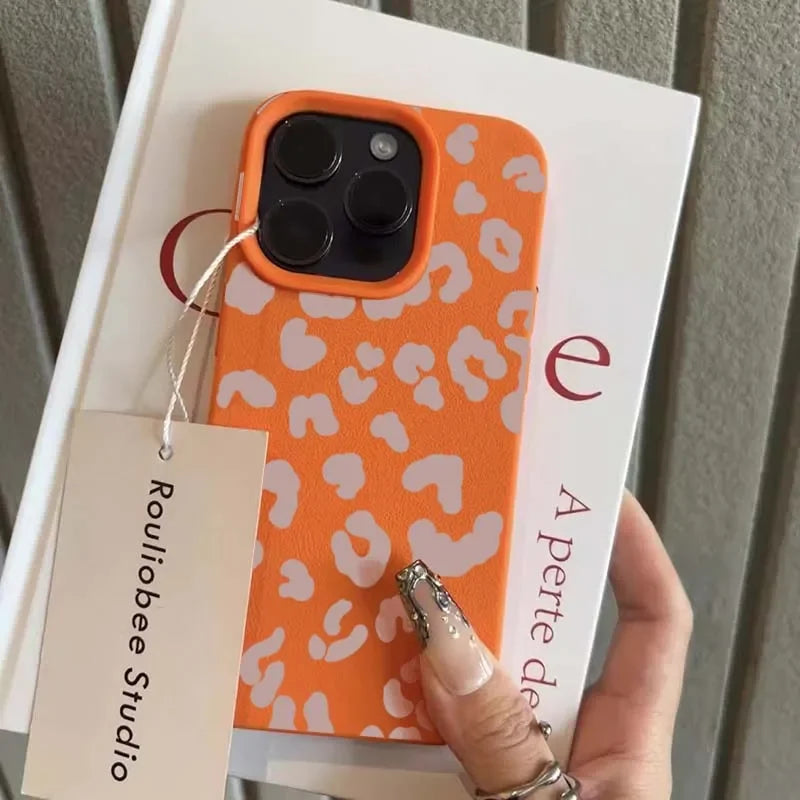Phone Case For iPhone 16e 16 15 14 13 12 11 Pro Max 16 Plus XS Max X XR Minimalist Leopard Print Lichee Patterns Soft tpu Cover