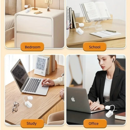 Folding Mini Clip Book Lamp USB Rechargeable LED Night Light 3 Modes Eye Protection Stepless Dimmable Flexible Bedroom Reading