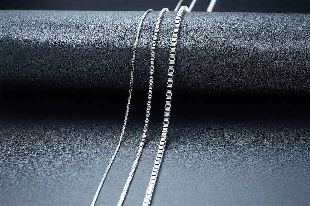 1/2/3MM Thin Chain Necklace for Men Women,Stainless Steel Square Box Chain Link Collars,Male Unisex Jewelry Gift
