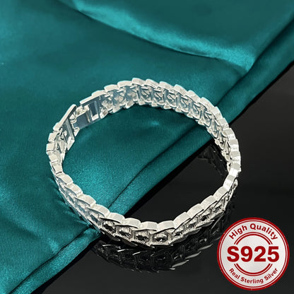 New Original 925 sterling silver pretty Wide Bracelet for Women fashion designer jewelry PARTY wedding accessories