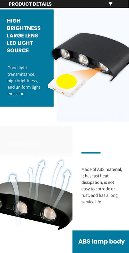 LED Wall Lamp Outdoor Waterproof IP66 Interior Wall Light 2W 4W 6W 8W 10W minimalist creative bedroom bedside lamp