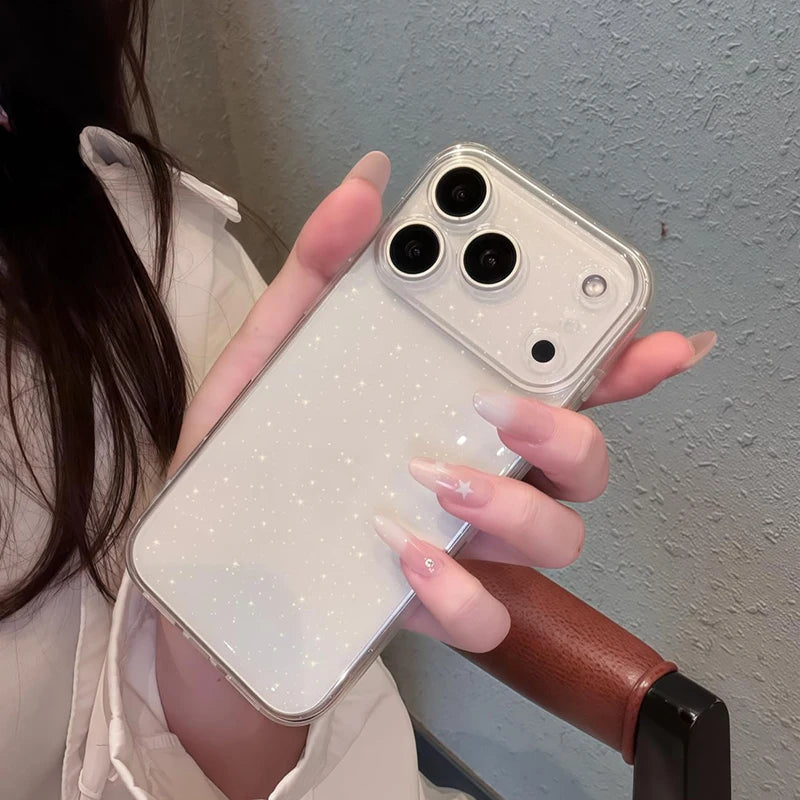 Case for iPhone 17 Pro Max 17Air Case Cute Clear Glitter With Design Girly Shockproof Protective Cover Slim TPU Back Cover Funda