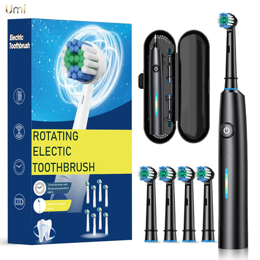 Electric Toothbrush Intelligent 5 Modes Cleaning Teeth Brush Waterproof Rotary Electric Toothbrush with 8 Brush Head