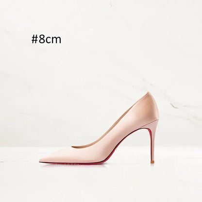 2025 Winter New High-heeled Shoes for Women, Green, Real Silk Satin, Thin Heel, Pointed Toe,Elegant,12cm,Single Shoes for Ladies