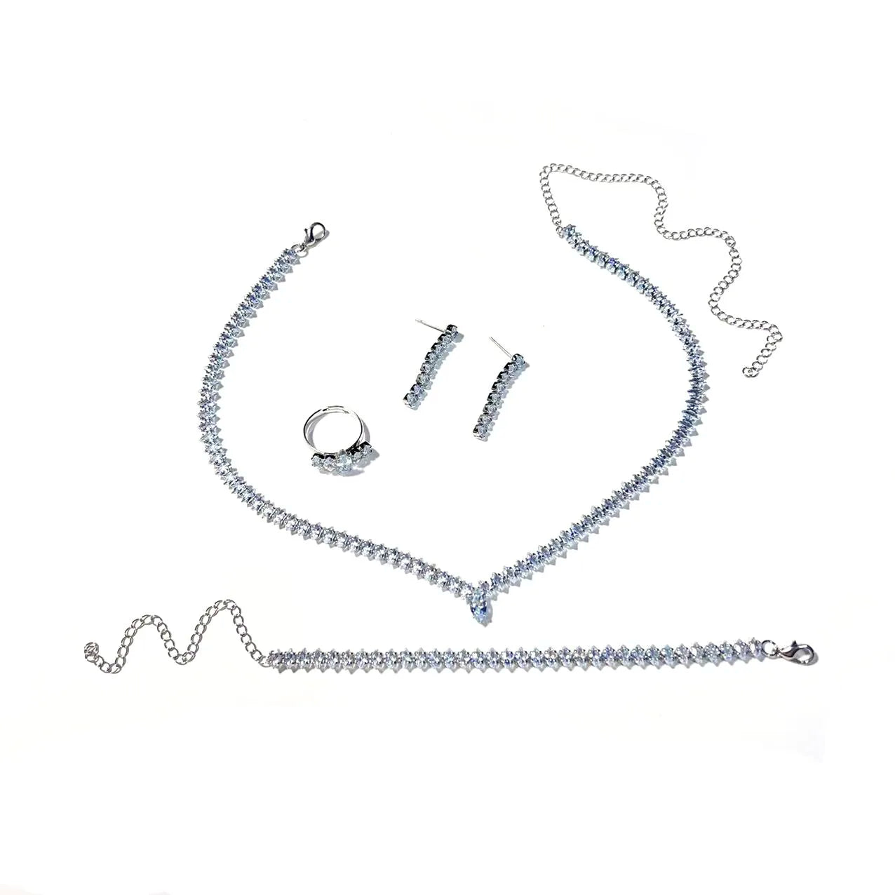 Fashion Jewelry Earrings Necklace Set Combination Fashion Diamond Zircon Shining Bridal Jewelry Set Wedding Accessories