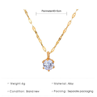 Classic Luxurious Six Claw Set Crystal Pendant Necklace Water Ripple Chain for Women Charm Design Jewellery Accessories Gifts