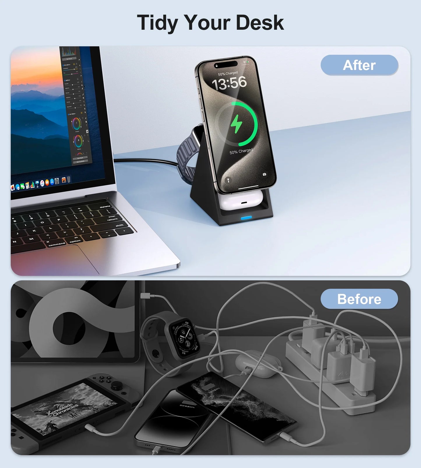 15W Wireless Fast Charging Stand Three-in-One Charger for Phone Watch And Earphones Popular Wireless Charging Base