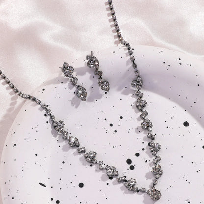Women Fashion Necklace Earrings Set Rhinestone Wedding Accessories Bridal Lady Dangle Earring Pendant Elegant Jewellery Sets