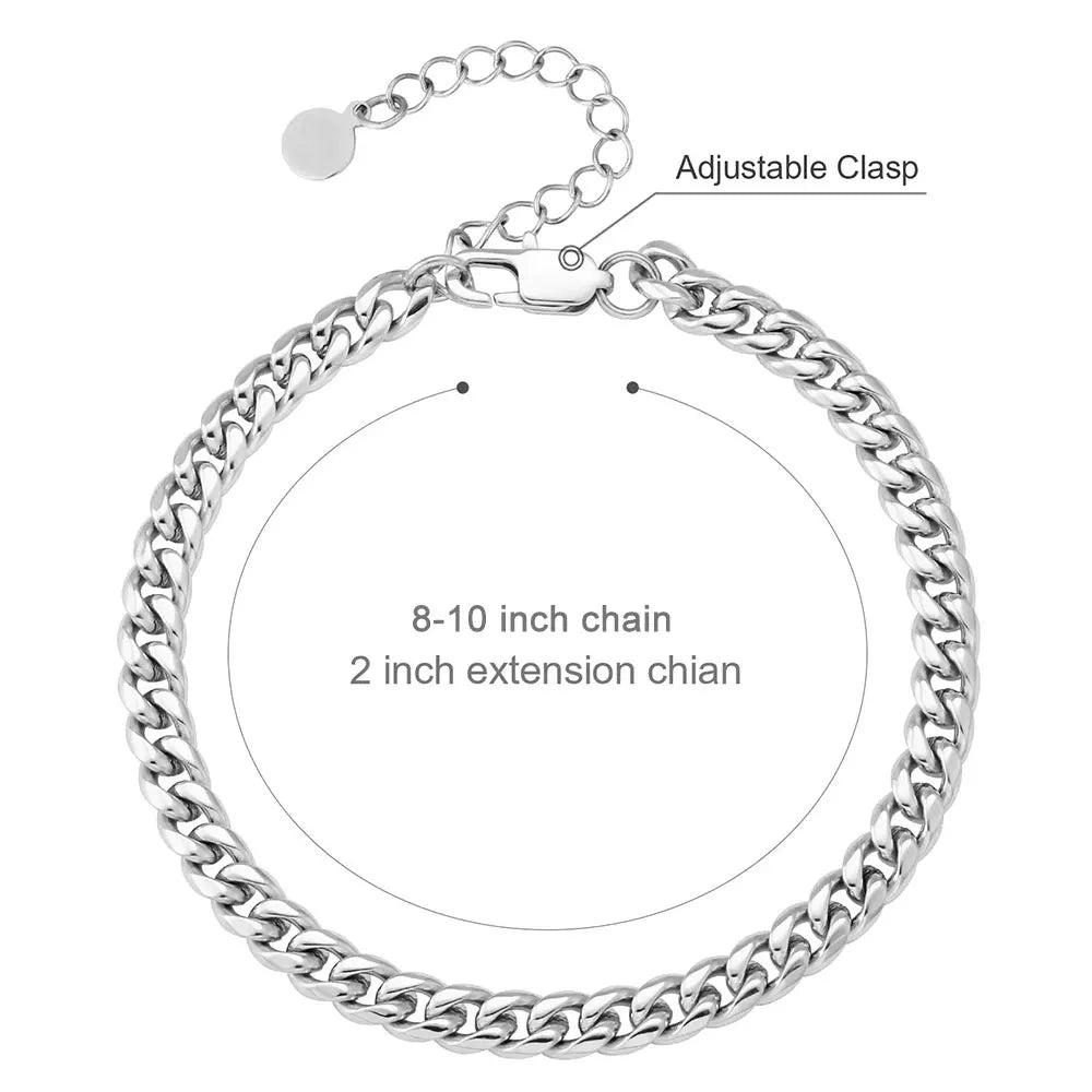 Hip Hop Stainless Steel 18K Plated Gold Anklet Cuban Link Chain For Women Gift Bling
