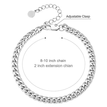 Hip Hop Stainless Steel 18K Plated Gold Anklet Cuban Link Chain For Women Gift Bling