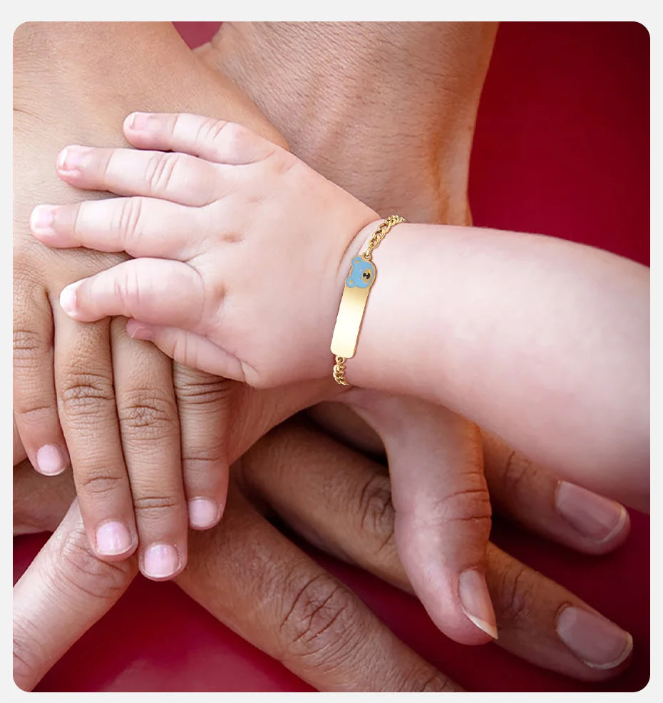 Vnox Personalized Baby Names Bracelets,Custom Baptism Gift, Anti Allergy Stainless Steel Chain Bracelets, Gifts to Newborns