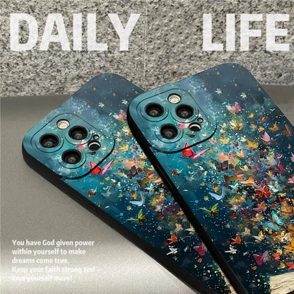 For iPhone 17 16 15 14 13 12 11 Pro Max Case Cute Butterfly Cat Bookshelf Design Cover For iPhone XS Max XR X 7 8 Plus 16E Funda