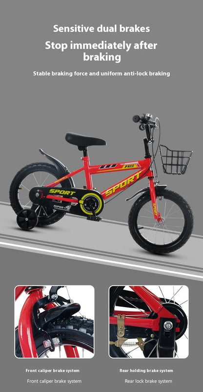New children's bicycle models for boys and girls, suitable for ages 2-10 and 12-16 inch baby strollers.