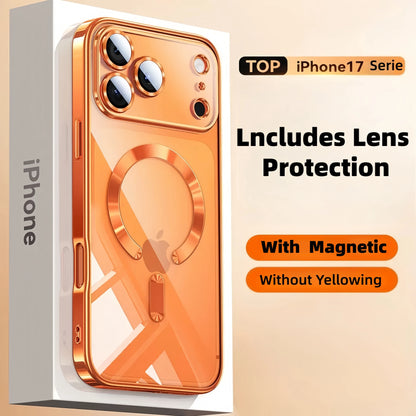 Camera Protection Clear Luxury Plating Cover Soft TPU  Drop Protective With Magnetic Phone Case For iPhone17Pro Max/17Pro/Air/17