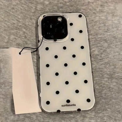 Minimalist Black White Polka Dot Phone Case For iPhone 17 Air 16 Pro Max 15 14 Plus 13 12 Mini 11 Shockproof Silicone Back Cover