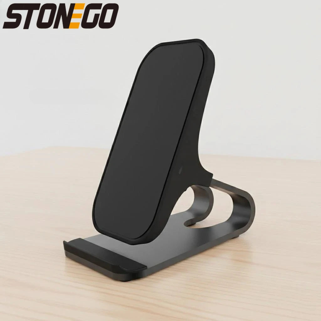 Wireless Charger Mount 10W 7.5W 5W Qi Fast Charging Pad Case Friendly with Dual Coils Anti-Slip Rubber Type C Input