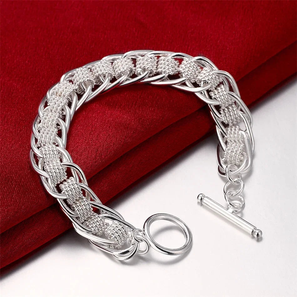 Fine Noble 925 Sterling Silver Solid Chain Bracelet For Women Men Charm Party Gift Wedding party Fashion Jewelry